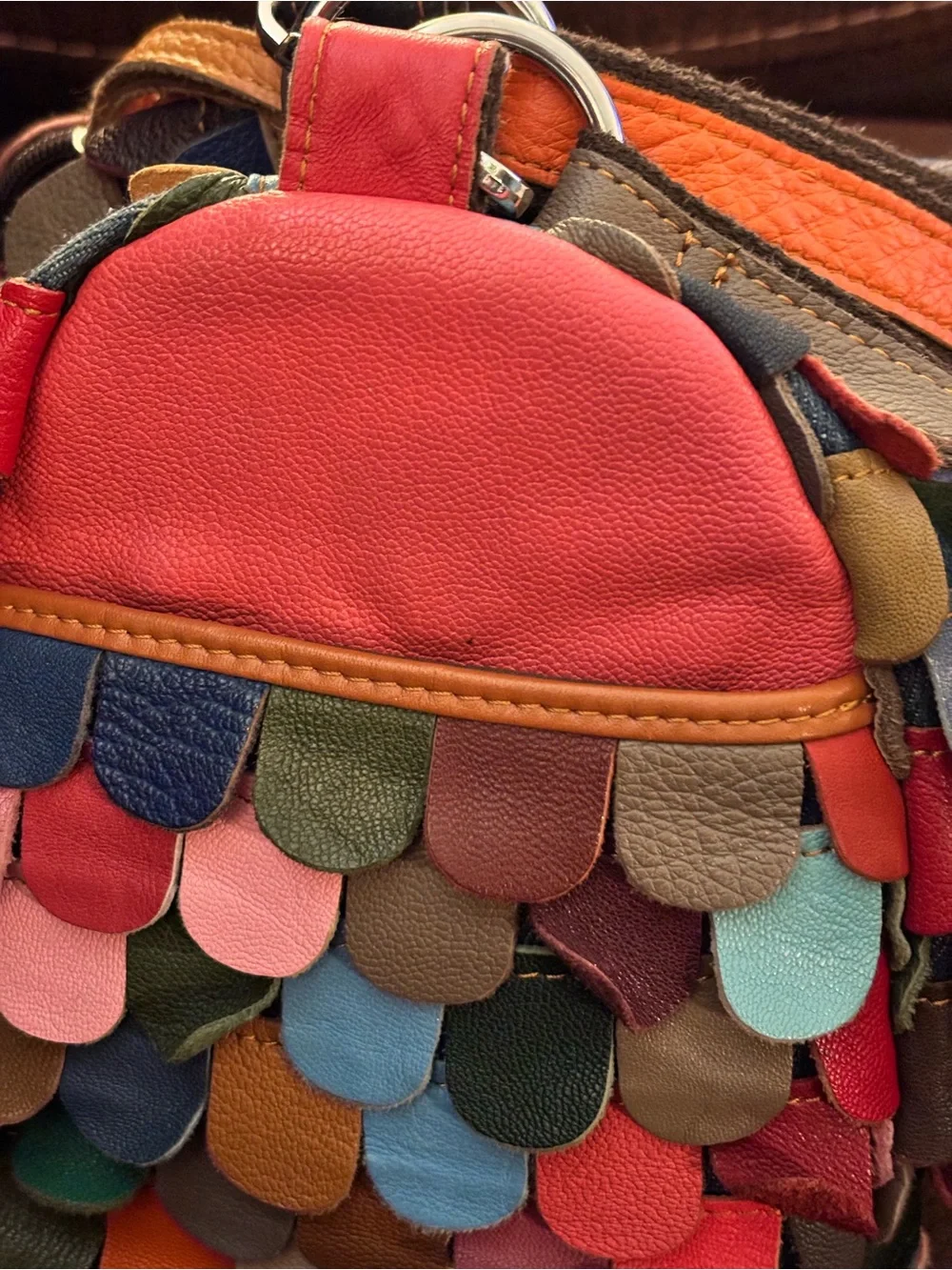 AmeriLeather Feesh Rainbow Leather Mini Shoulder Crossbody Bag